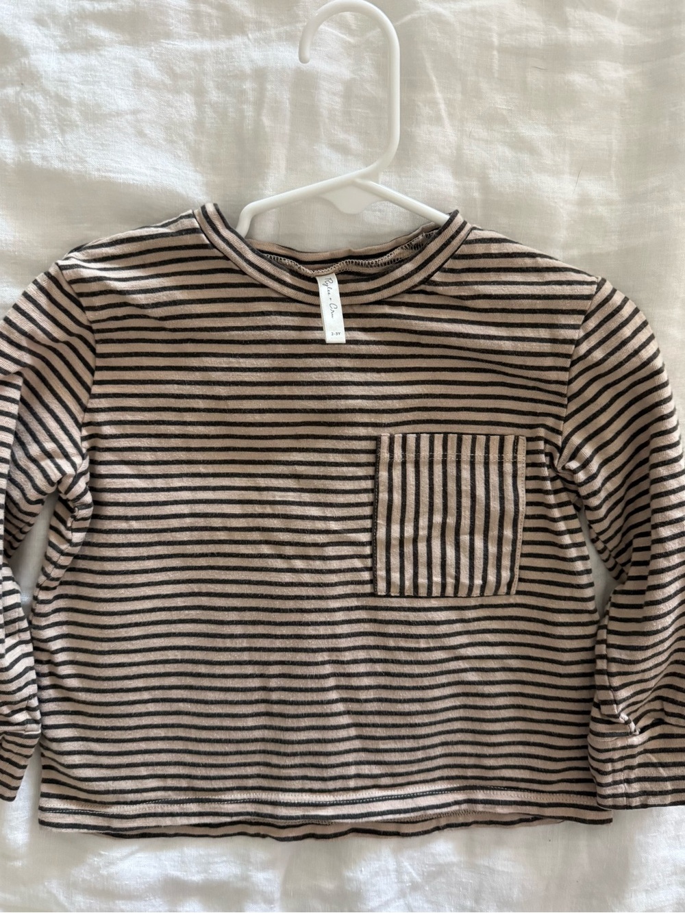 Rylee + Cru Kids Long Sleeve Striped Top - Tan & Black